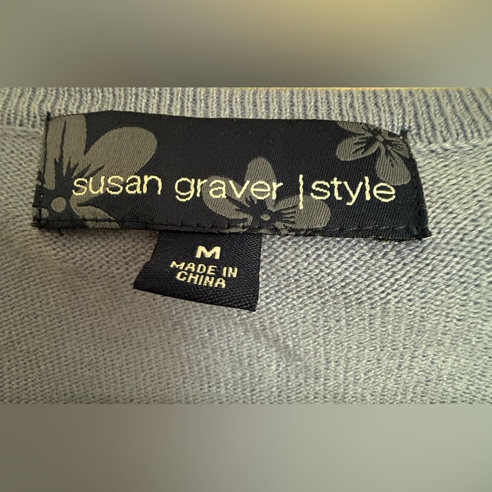 Susan Graver Style Brand Blue Cardigan with Embellishments.  Size Medium. NWOT. - Picture 4 of 4